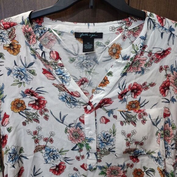 Faith‎ & Zoe Multicolor Thin Floral Blouse 3/4 Sleeve Size 3X - Picture 2 of 8